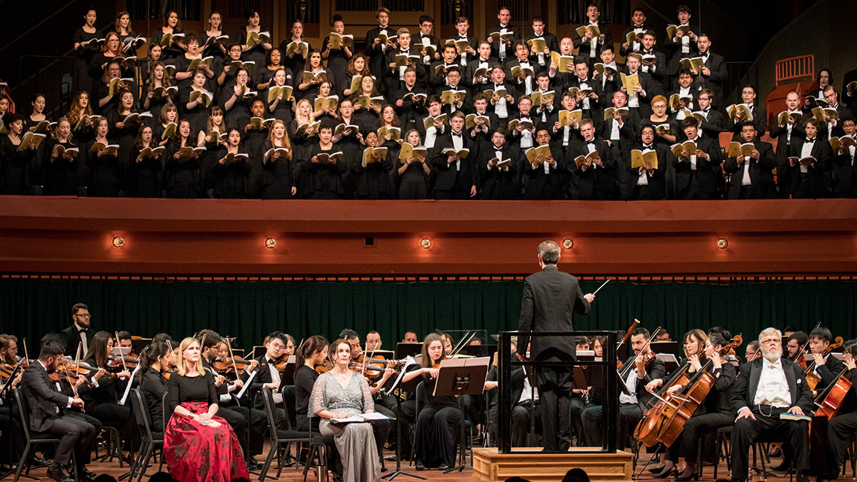 Grand Chorus Performance with orchestra in Windspear Hall